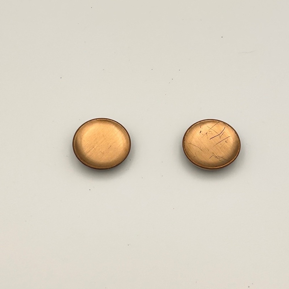 Vintage Round Concave Brushed Copper/Gold Tone Metal Shank Buttons Set of 2 0.8"